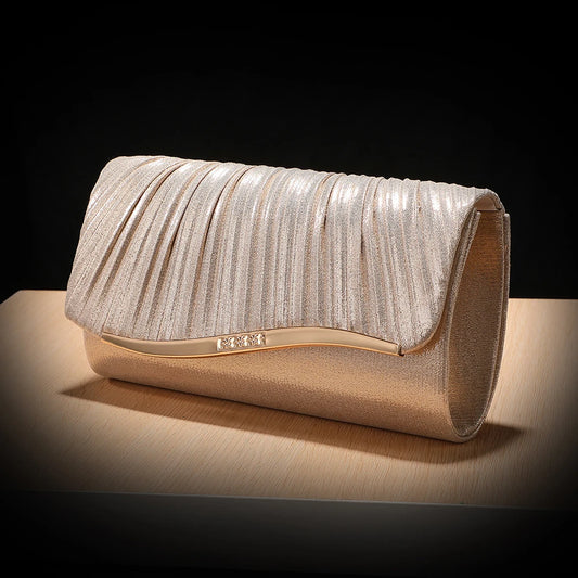 Pleated Evening Bag — Elegant Pearl Clutch