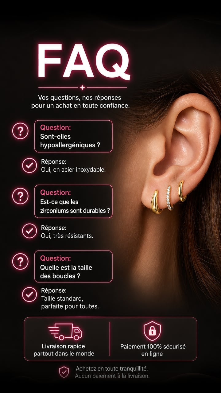 FAQ — 3 Pairs Stainless Steel Crystal Zirconia Hoop Earrings for Women Trendy Simple Gold Plated Cir